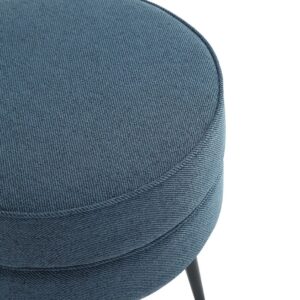 Manhattan Comfort Bailey Mid-Century Modern Woven Polyester Blend Upholstered Ottoman in Blue with Black Feet - Set of 2