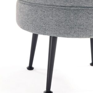 Manhattan Comfort Bailey Mid-Century Modern Woven Polyester Blend Upholstered Ottoman in Grey with Black Feet - Set of 2