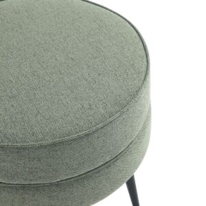 Manhattan Comfort Bailey Mid-Century Modern Woven Polyester Blend Upholstered Ottoman in Sage Green with Black Feet - Set of 2