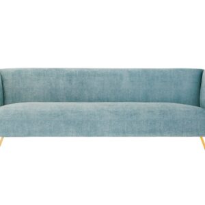 Manhattan Comfort Vector 2-Piece Ocean Blue and Gold Sofa and Armchair Set