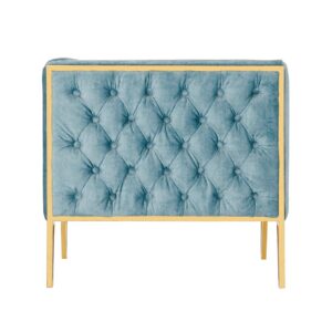 Manhattan Comfort Vector 2-Piece Ocean Blue and Gold Sofa and Armchair Set