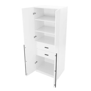 Manhattan Comfort Lee Modern Freestanding Wardrobe Closet 1.0 with 4 Shelves and 2 Drawers in White- Set of 2