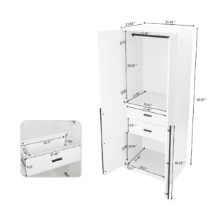 Manhattan Comfort Lee Modern Freestanding 2-Piece Module Wardrobe Closet with 1 Hanging Rod, 4 Drawers and 5 Shelves in White