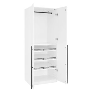 Manhattan Comfort Lee Modern Freestanding Wardrobe Closet 3.0 with 1 Hanging Rod, 3 Shoe Shelves, and 1 Basic Shelf in White- Set of 2