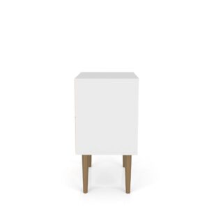 Manhattan Comfort Liberty Mid-Century Modern Nightstand 1.0 with 1 Cubby Space and 1 Drawer in White and 3D Brown Prints