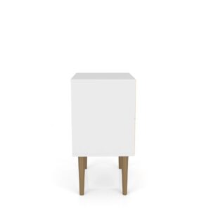 Manhattan Comfort Liberty Mid-Century Modern Nightstand 1.0 with 1 Cubby Space and 1 Drawer in White and 3D Brown Prints