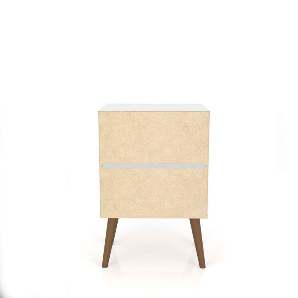 Manhattan Comfort Liberty Mid-Century Modern Nightstand 1.0 with 1 Cubby Space and 1 Drawer in White and 3D Brown Prints