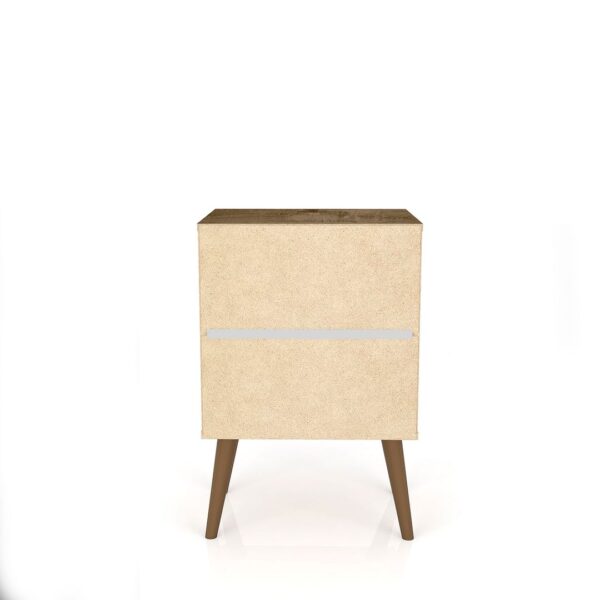 Manhattan Comfort Liberty Mid-Century Modern Nightstand 1.0 with 1 Cubby Space and 1 Drawer in Rustic Brown and Yellow