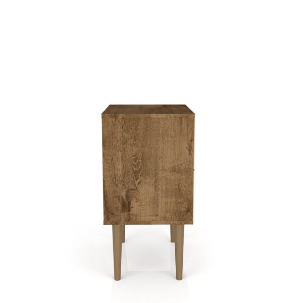 Manhattan Comfort Liberty Mid-Century Modern Nightstand 1.0 with 1 Cubby Space and 1 Drawer in Rustic Brown and White