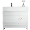 James Martin 210-V36-GW-GW Linear 36 Inch Single Vanity in Glossy White with Glossy White Solid Surface Top