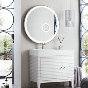 James Martin 210-V36-GW-GW Linear 36 Inch Single Vanity in Glossy White with Glossy White Solid Surface Top