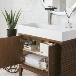 James Martin 210-V36-WLT Linear 36 Inch Single Vanity in Mid Century Walnut