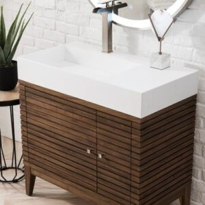 James Martin 210-V36-WLT Linear 36 Inch Single Vanity in Mid Century Walnut