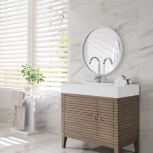 James Martin 210-V36-WW Linear 36 Inch Single Vanity Cabinet Only in Whitewashed Walnut