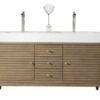 James Martin 210-V59D-WW-DGG Linear 59 Inch Double Vanity in Whitewashed Walnut with Glossy Dark Gray Solid Surface Top