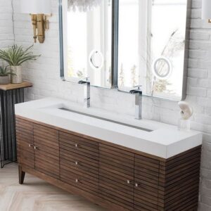 James Martin 210-V72D-WLT Linear 72 Inch Double Vanity in Mid Century Walnut