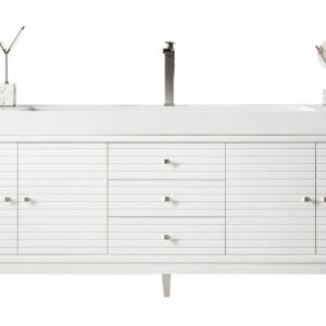 James Martin 210-V72S-GW-GW Linear 72 Inch Single Vanity in Glossy White with Glossy White Solid Surface Top