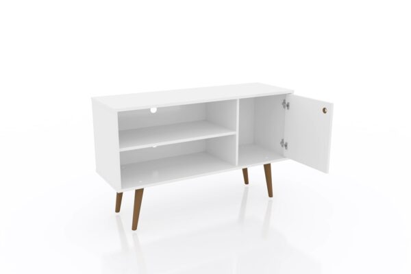 Manhattan Comfort Liberty 42.52" Mid-Century Modern TV Stand with 2 Shelves and 1 Door in White