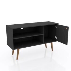 Manhattan Comfort Liberty 42.52" Mid-Century Modern TV Stand with 2 Shelves and 1 Door in Black