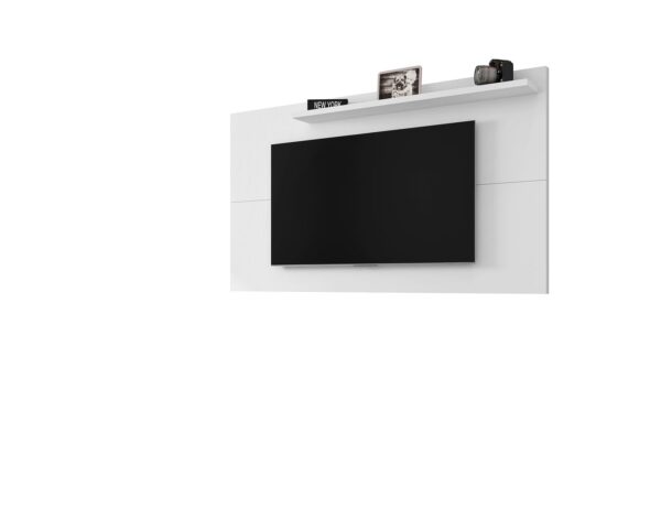 Manhattan Comfort Liberty Mid-Century Modern 62.99 TV Panel with Overhead D?cor Shelf in White