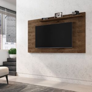 Manhattan Comfort Liberty Mid-Century Modern 62.99 TV Panel with Overhead D?cor Shelf in Rustic Brown