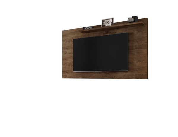 Manhattan Comfort Liberty Mid-Century Modern 62.99 TV Panel with Overhead D?cor Shelf in Rustic Brown