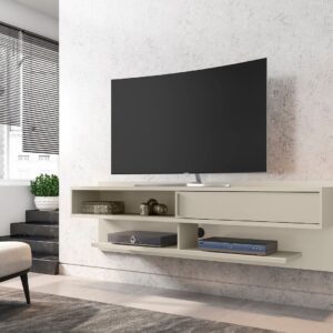 Manhattan Comfort Astor 70.86 Modern Floating Entertainment Center 1.0 with Media Shelves in Off White