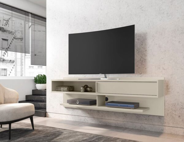 Manhattan Comfort Astor 70.86 Modern Floating Entertainment Center 1.0 with Media Shelves in Off White