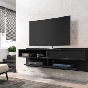 Manhattan Comfort Astor 70.86 Modern Floating Entertainment Center 1.0 with Media Shelves in Black