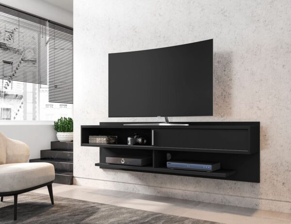 Manhattan Comfort Astor 70.86 Modern Floating Entertainment Center 1.0 with Media Shelves in Black