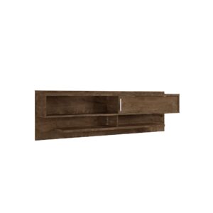 Manhattan Comfort Astor 70.86 Modern Floating Entertainment Center 1.0 with Media Shelves in Rustic Brown