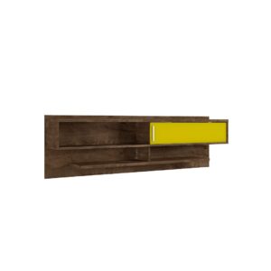 Manhattan Comfort Astor 70.86 Modern Floating Entertainment Center 1.0 with Media Shelves in Rustic Brown and Yellow