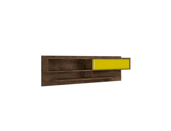 Manhattan Comfort Astor 70.86 Modern Floating Entertainment Center 1.0 with Media Shelves in Rustic Brown and Yellow