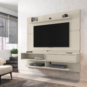 Manhattan Comfort Astor 70.86 Modern Floating Entertainment Center 2.0 with Media and D?cor Shelves in Off White