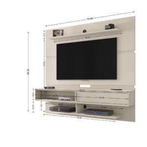 Manhattan Comfort Astor 70.86 Modern Floating Entertainment Center 2.0 with Media and D?cor Shelves in Off White