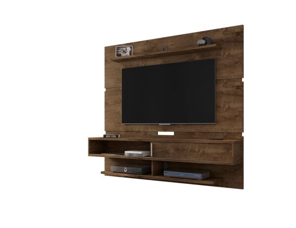 Manhattan Comfort Astor 70.86 Modern Floating Entertainment Center 2.0 with Media and D?cor Shelves in Rustic Brown