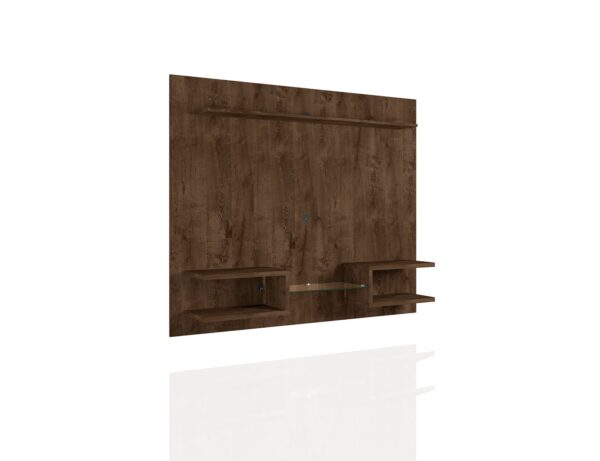 Manhattan Comfort Plaza 64.25 Modern Floating Wall Entertainment Center with Display Shelves in Rustic Brown