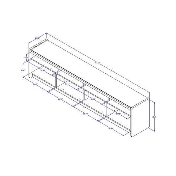 Manhattan Comfort Munoz 87.12" TV Stand with 3 Compartments and Media Shelves in Off White Gloss