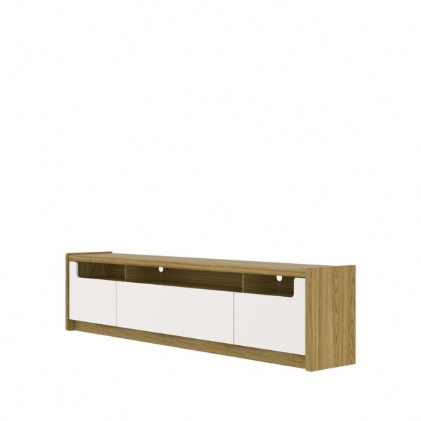 Manhattan Comfort Munoz 87.12" TV Stand with 3 Compartments and Media Shelves in Off White Gloss