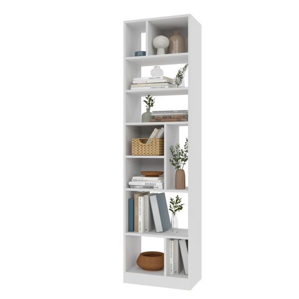 Manhattan Comfort Durable Valenca Bookcase 4.0 with 10-Shelves in White