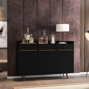 Manhattan Comfort Bradley 53.54 Buffet Stand with 4 Shelves in Black