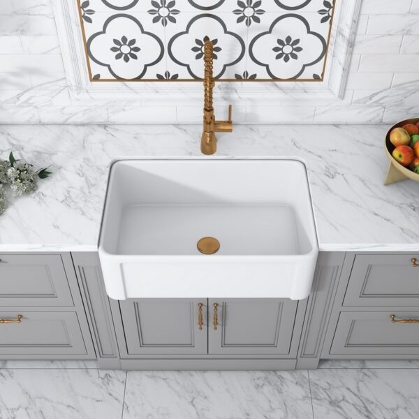 Altair 231030-KS Ancona 30 Inch Rectangular Ceramic Vessel Bathroom Sink - Glossy White