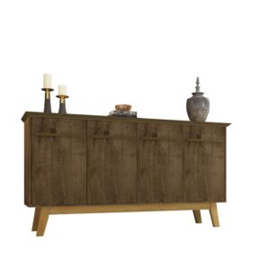 Manhattan Comfort Yonkers 62.99 Sideboard with Solid Wood Legs and 2 Cabinets in Rustic Brown