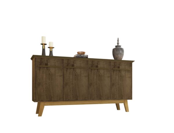 Manhattan Comfort Yonkers 62.99 Sideboard with Solid Wood Legs and 2 Cabinets in Rustic Brown