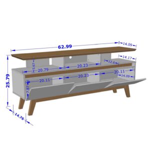 Manhattan Comfort Yonkers 62.99 TV Stand with Solid Wood Legs and 6 Media and Storage Compartments in White