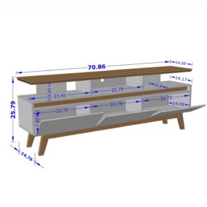 Manhattan Comfort Yonkers 70.86 TV Stand with Solid Wood Legs and 6 Media and Storage Compartments in Black and Cinnamon