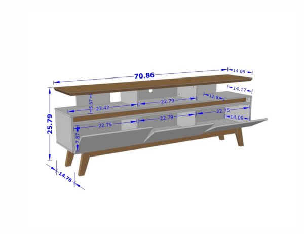 Manhattan Comfort Yonkers 70.86 TV Stand with Solid Wood Legs and 6 Media and Storage Compartments in Black and Cinnamon