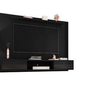 Manhattan Comfort Liberty 70.86 Floating Wall Entertainment Center with Overhead Shelf in Black