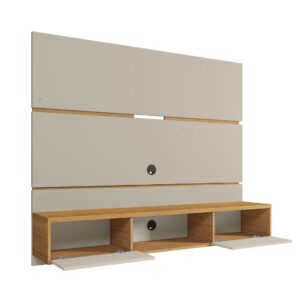 Manhattan Comfort Vernon 62.99 Floating Wall Entertainment Center in Off White and Cinnamon