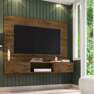 Manhattan Comfort Vernon 62.99 Floating Wall Entertainment Center in Rustic Brown